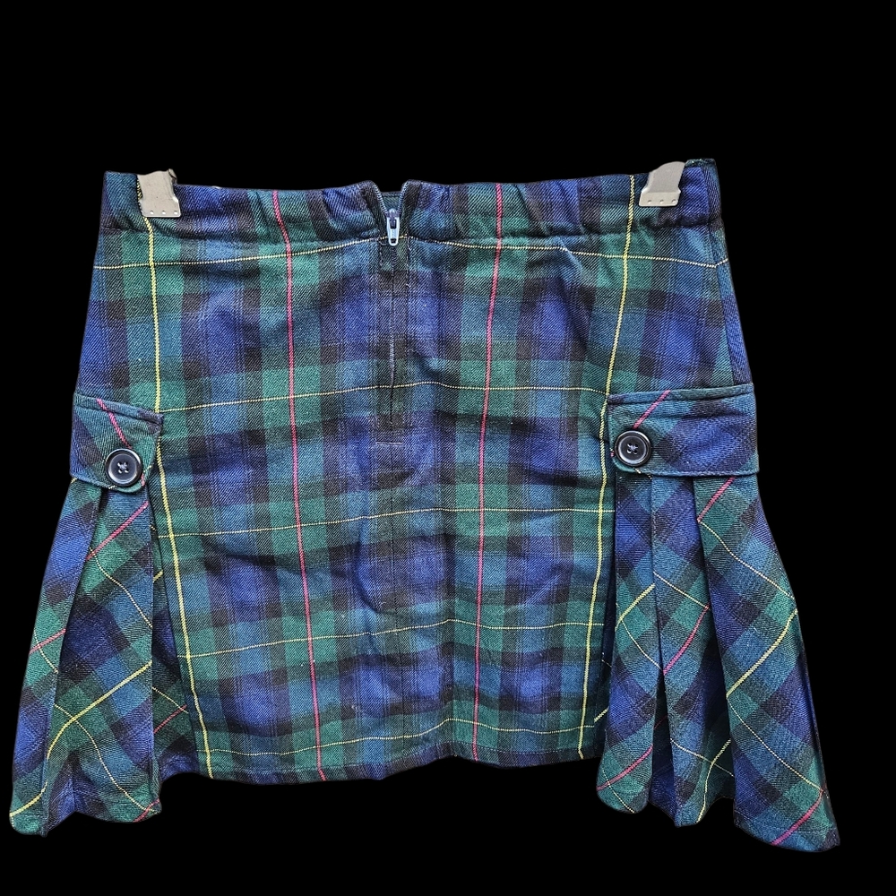 Lands'End Plaid Mini Skirt with Button Detail Size 12 - Picture 5 of 15